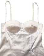 White Silk Satin Padded Bra Corset Style Top