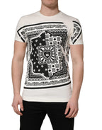 White Cotton Logo Bandana Print Men T-shirt