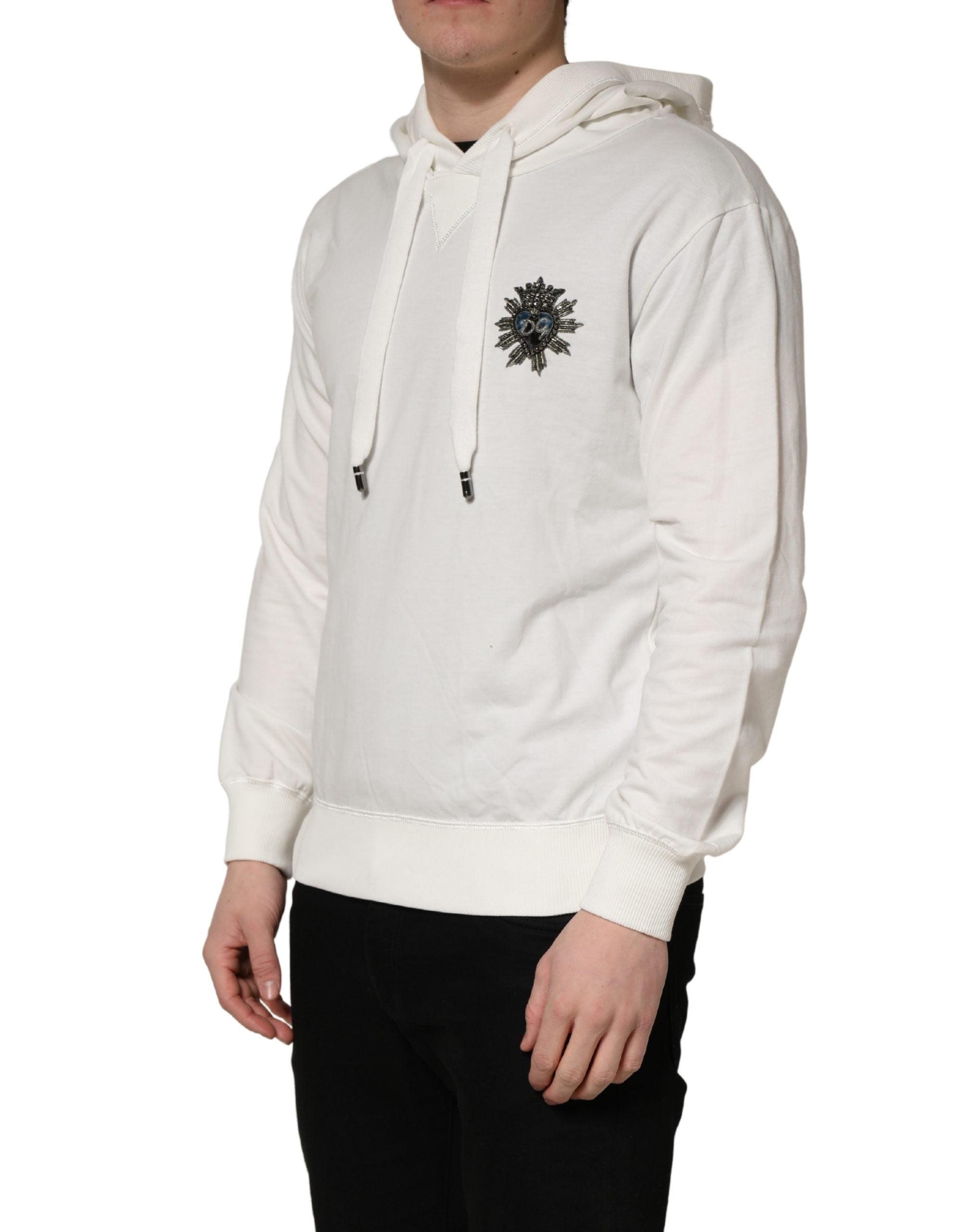 White Cotton Hooded Sweatshirt Sweater