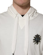White Cotton Hooded Sweatshirt Sweater