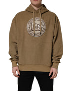 Brown Cotton Logo Coin Hooded Pullover Sweater