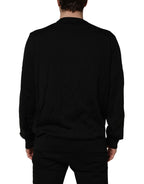 Black Graphic Logo Crew Neck Wool Pullover Sweater