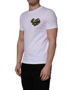 White Heart Shaped Camouflage Patch Men T-shirt