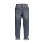 Gray Cotton Straight-Leg Jeans