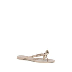 Beige Cotton Flip-Flop Sandals