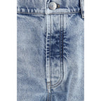 Blue Cotton Straight-Leg Jeans