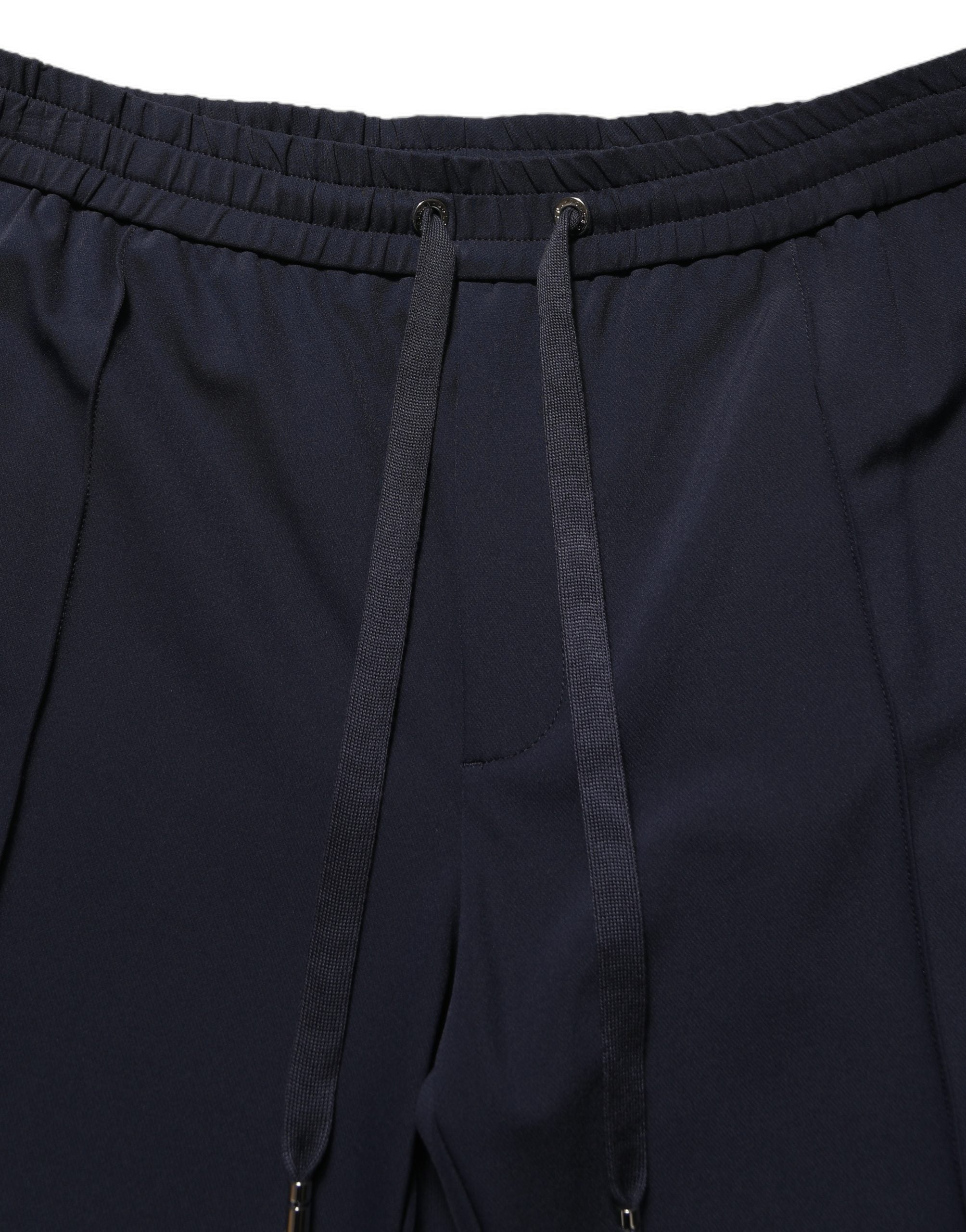 Dark Blue Drawstring Nylon Jogger Sweatpants Pants