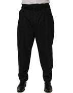 Black Pinstripe Wool Men Dress Trouser Pants