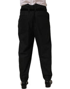Black Pinstripe Wool Men Dress Trouser Pants