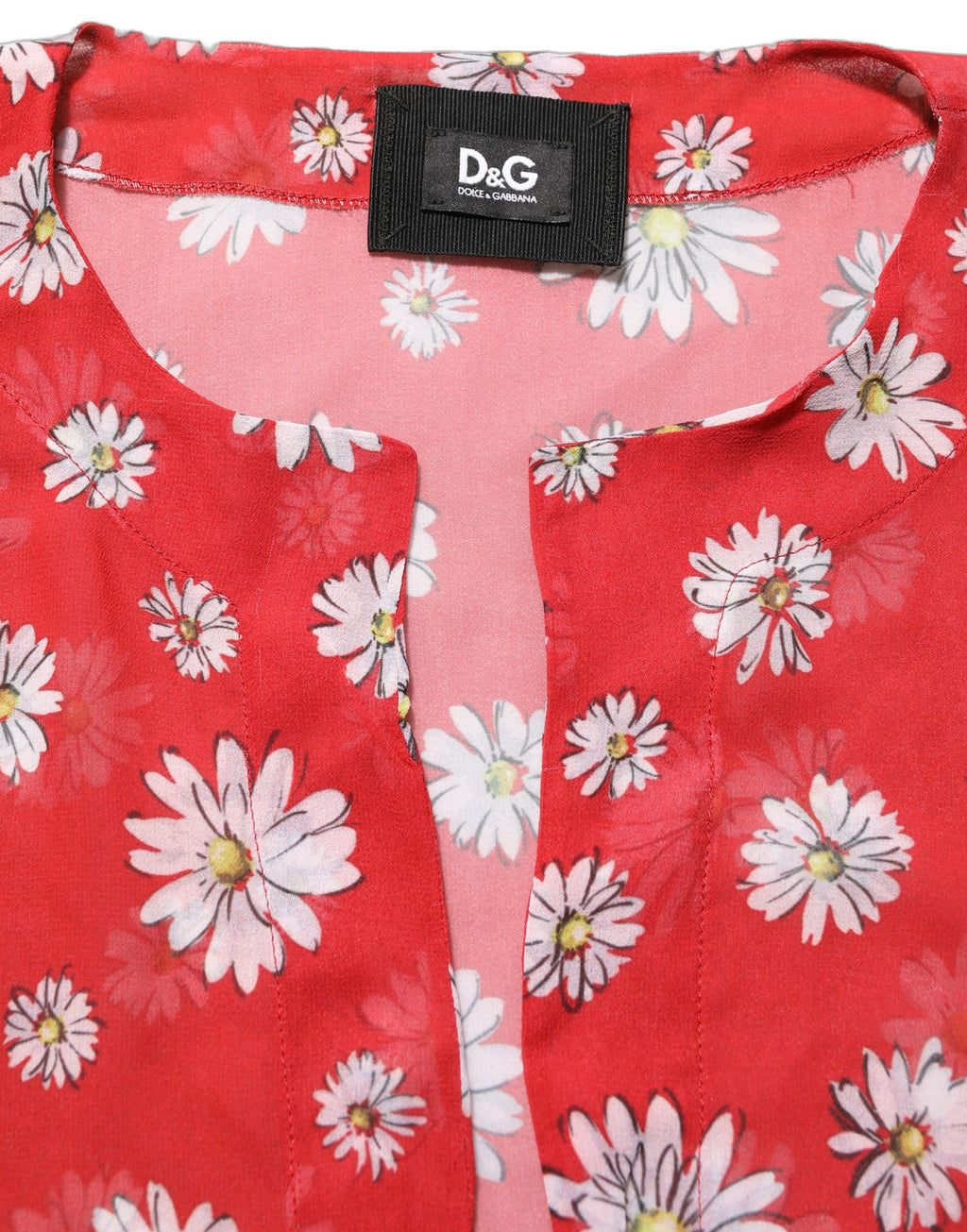 Red Floral V-neck Polyester Kaftan Blouse Top