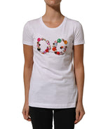 White DG Logo Embellished Round Neck T-shirt