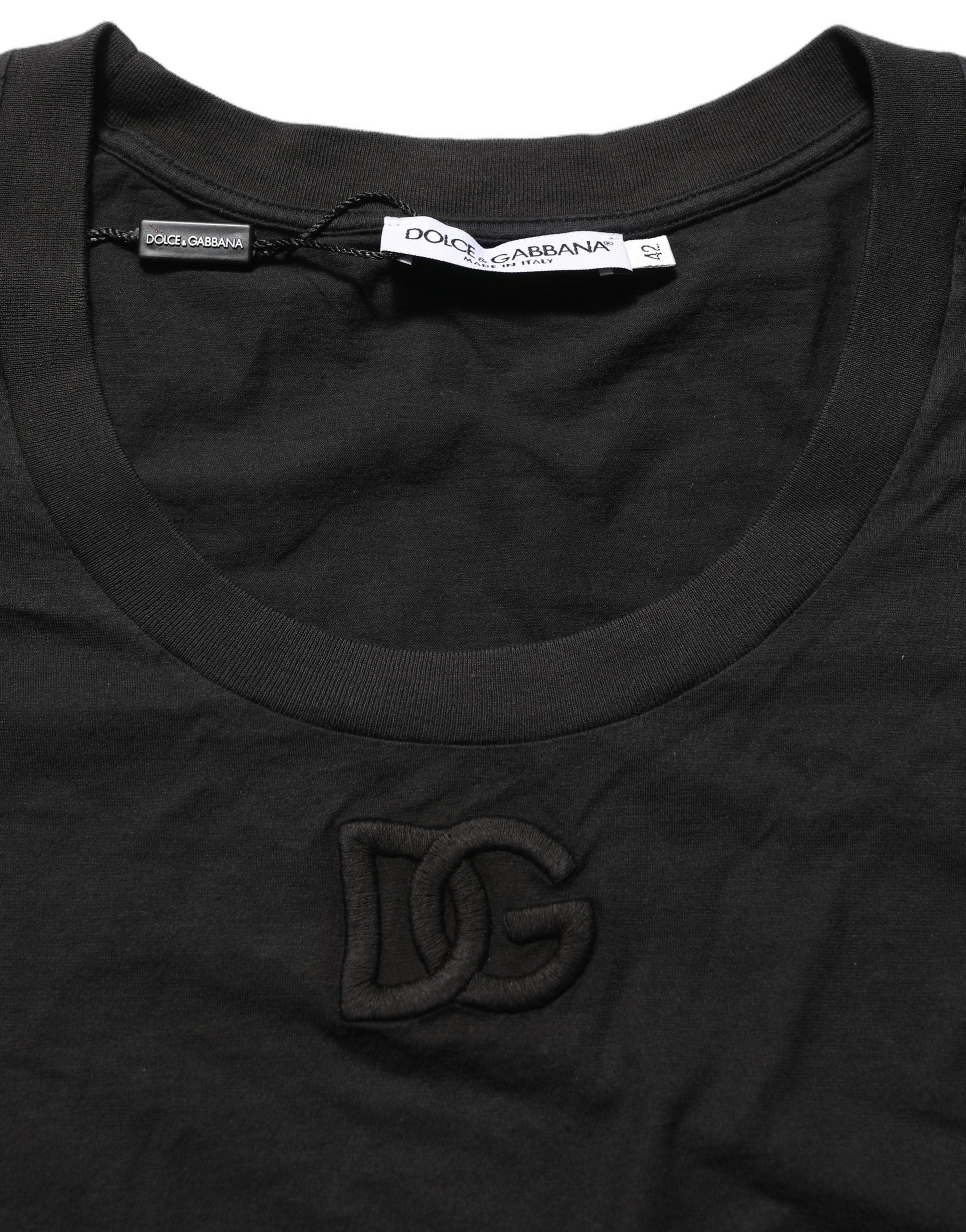 Black DG Logo Cotton Round Neck Tee T-shirt