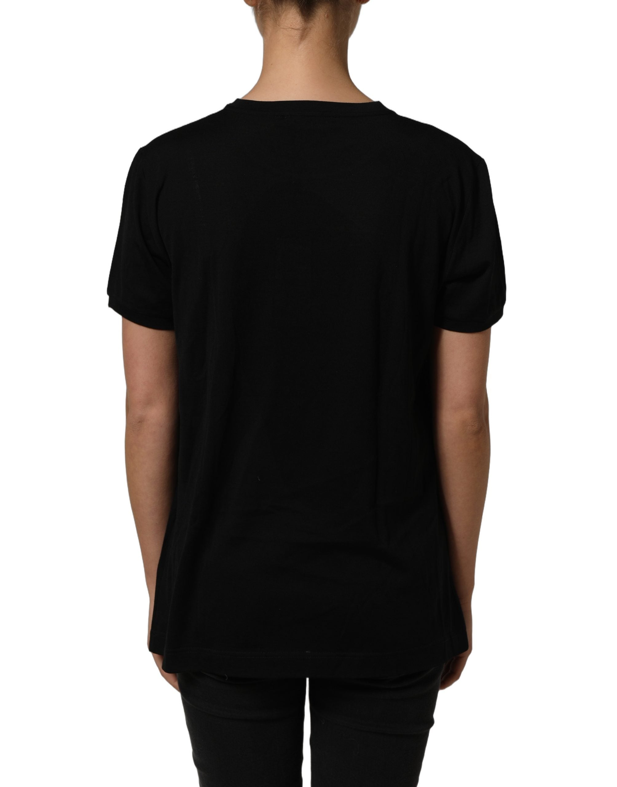 Black Wool Crew Neck Short Sleeves T-shirt