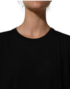 Black Wool Crew Neck Short Sleeves T-shirt