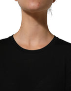Black Wool Crew Neck Short Sleeves Men T-shirt