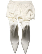 White High Heels Pumps Jersey Tights Shoes