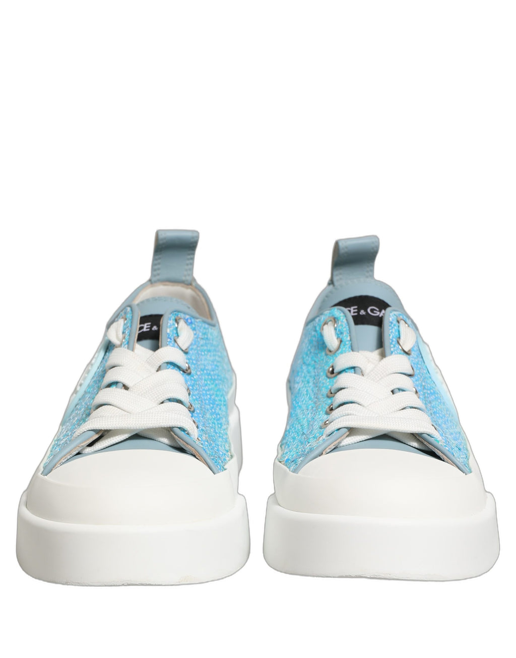 Blue White Sequin Logo Low Top Sneakers Shoes