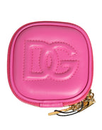 Pink Lamb Leather Embossed Logo Holder Airpod Case