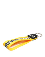 Yellow Logo Polyester Silver Brass Holder Keychain Keyring