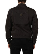 Brown Cotton Full Zip Men Bomber Jacket