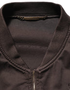 Brown Cotton Full Zip Men Bomber Jacket