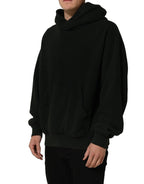 Black Cotton Hooded Men Sweatshirt Sweater