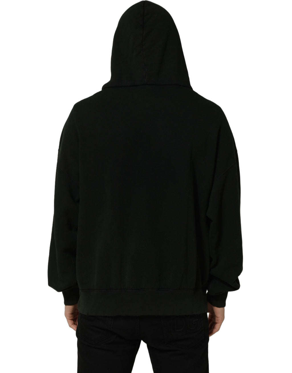 Black Cotton Hooded Men Sweatshirt Sweater