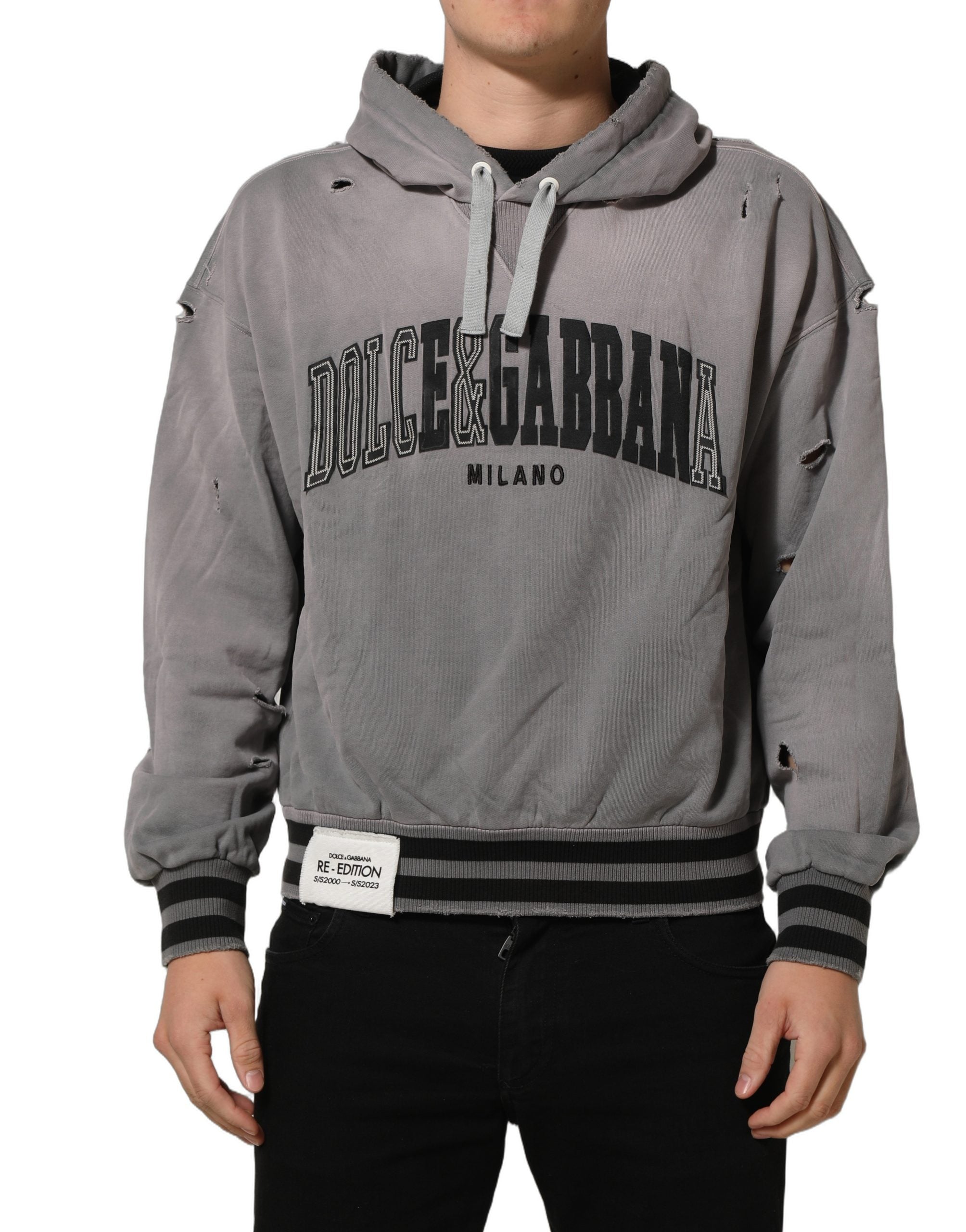 Gray Graphic Hooded Sweatshirt Men Sweater