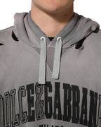 Gray Graphic Hooded Sweatshirt Men Sweater