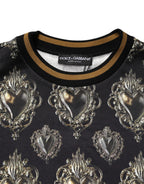 Black Sacred Heart Cotton Sweatshirt Sweater