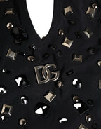 Black Logo Embellished Cutout One Piece Swimwear
