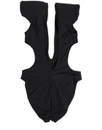 Black Logo Embellished Cutout One Piece Swimwear