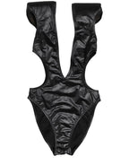 Black Deep V-Neck Cutout One Piece Swimwear