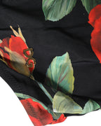 Black Floral Print One Piece Swimsuit Swimwear