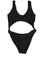 Black Cutout Logo One Piece Swimsuit Swimwear