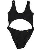 Black Cutout Logo One Piece Swimsuit Swimwear