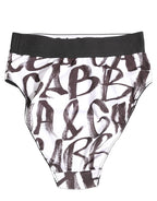 White Black Graphic Logo High Brief Underwear