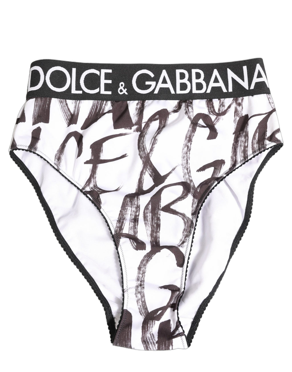 White Black Graphic Logo High Brief Underwear