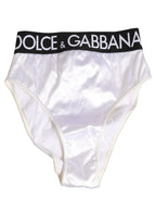 White Satin High-Waist Brief Logo Women Underwear