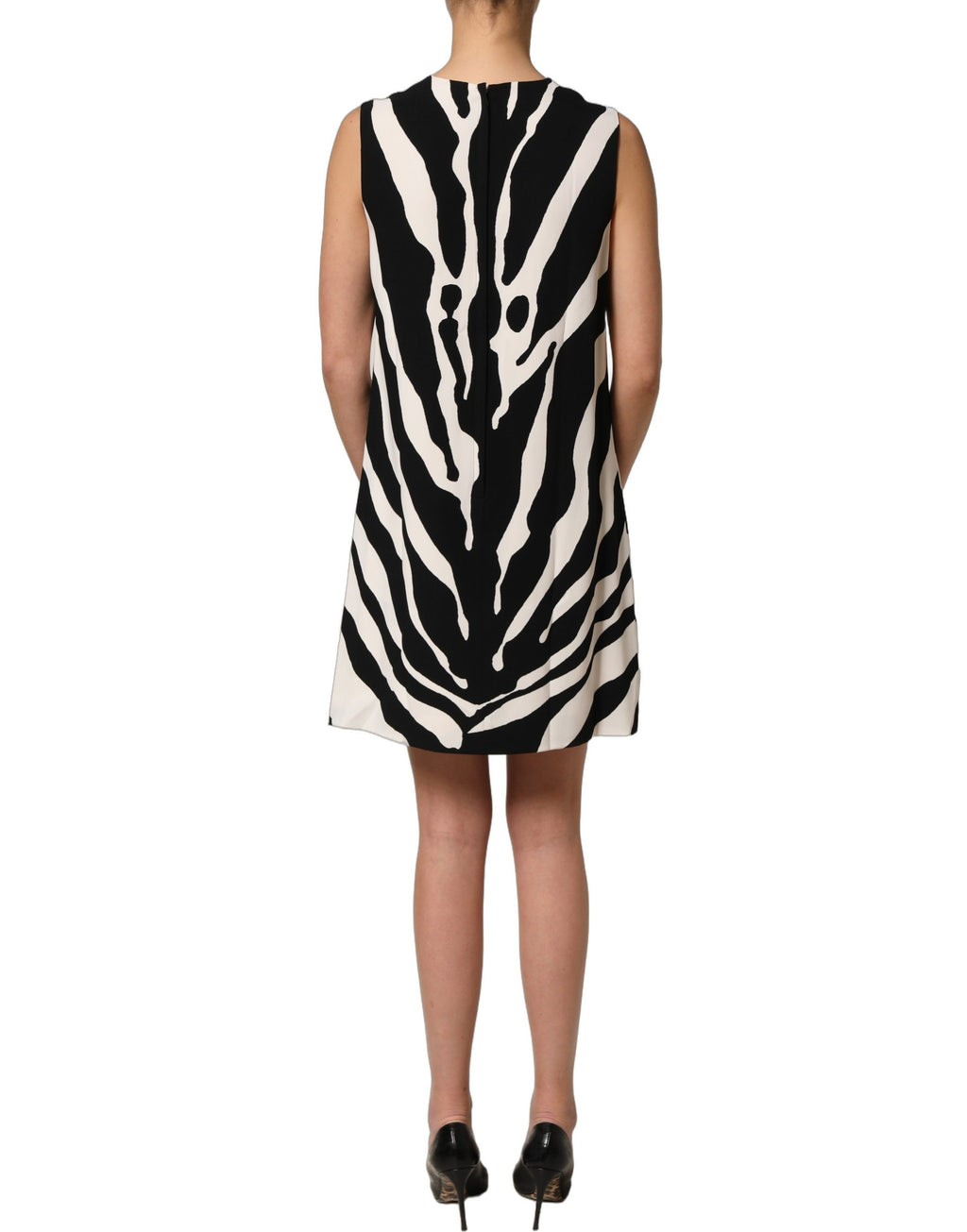 Black White Zebra Print Viscose Mini Dress