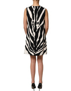 Black White Zebra Print Viscose Mini Dress
