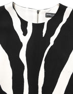 Black White Zebra Print Viscose Mini Dress