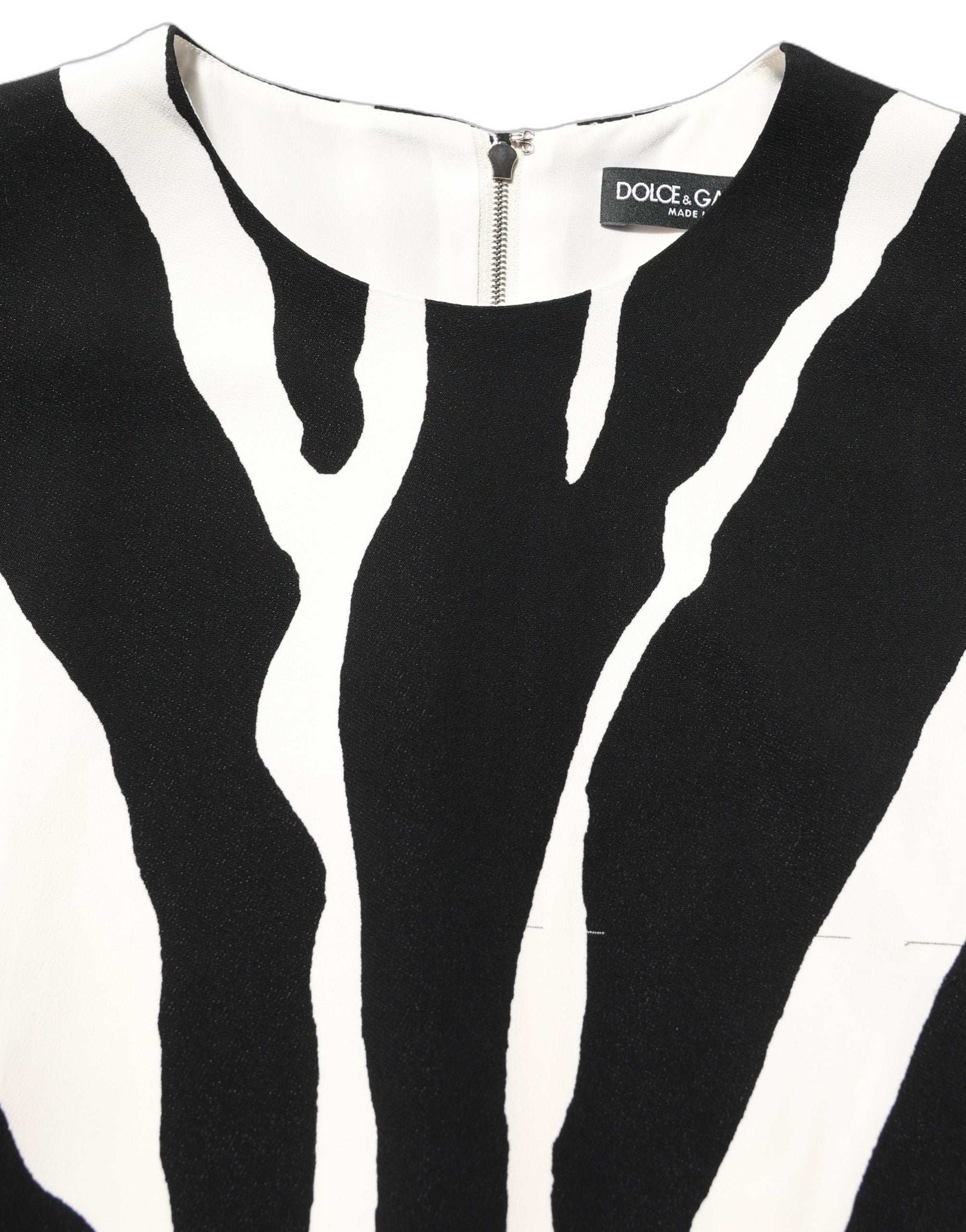 Black White Zebra Print Viscose Mini Dress