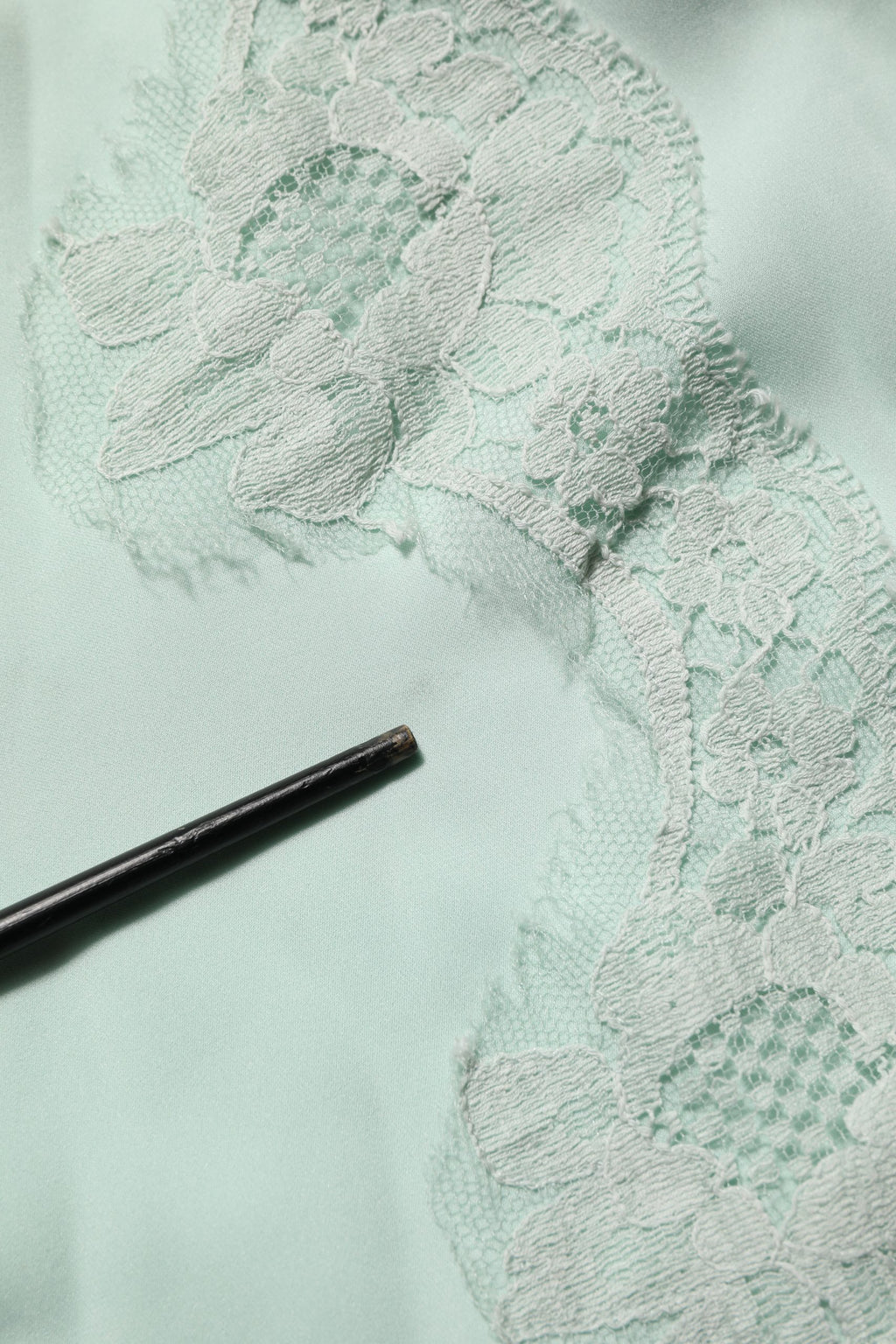 Mint Green Silk Lace Trim Abaya Maxi Dress
