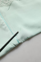 Mint Green Silk Lace Trim Abaya Maxi Dress