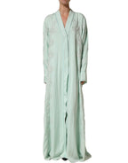 Mint Green Silk Lace Trim Abaya Maxi Dress
