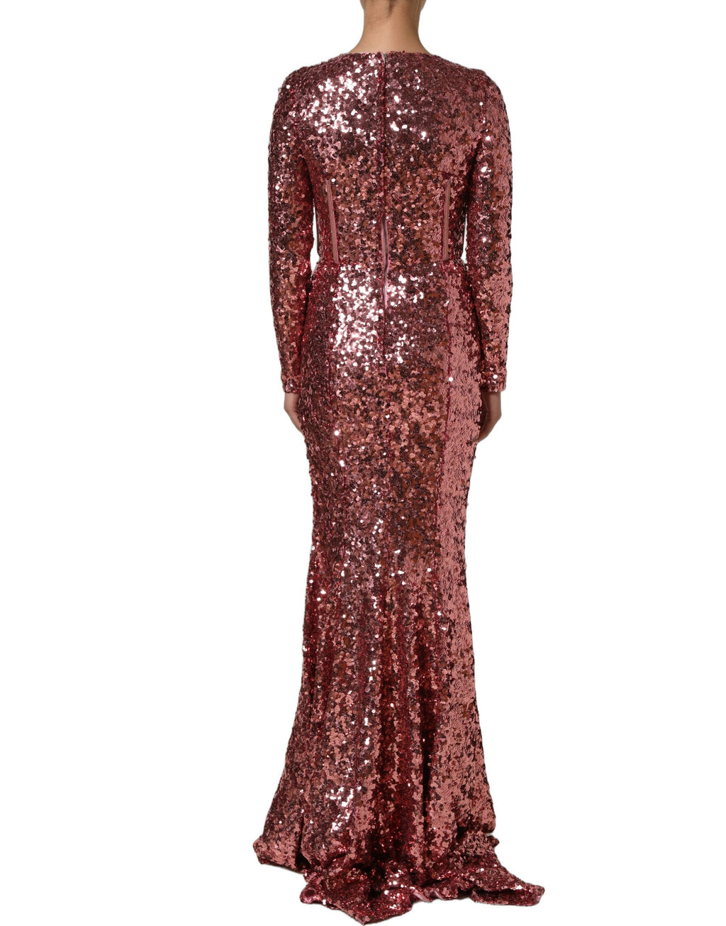 Pink Long Sequined Corset Detailing Gown Dress