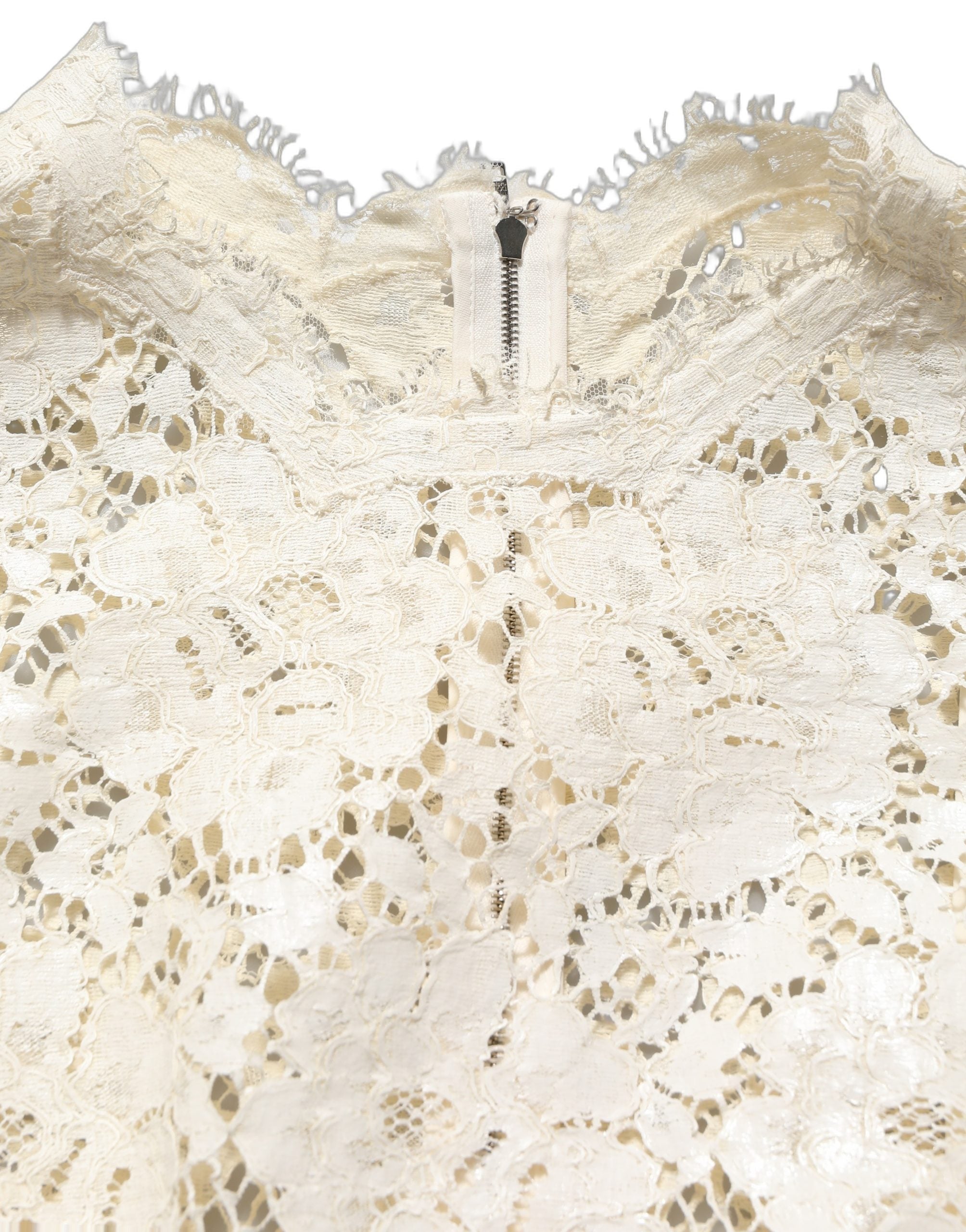 White Cotton Corded Lace Sleeveless Midi Dress