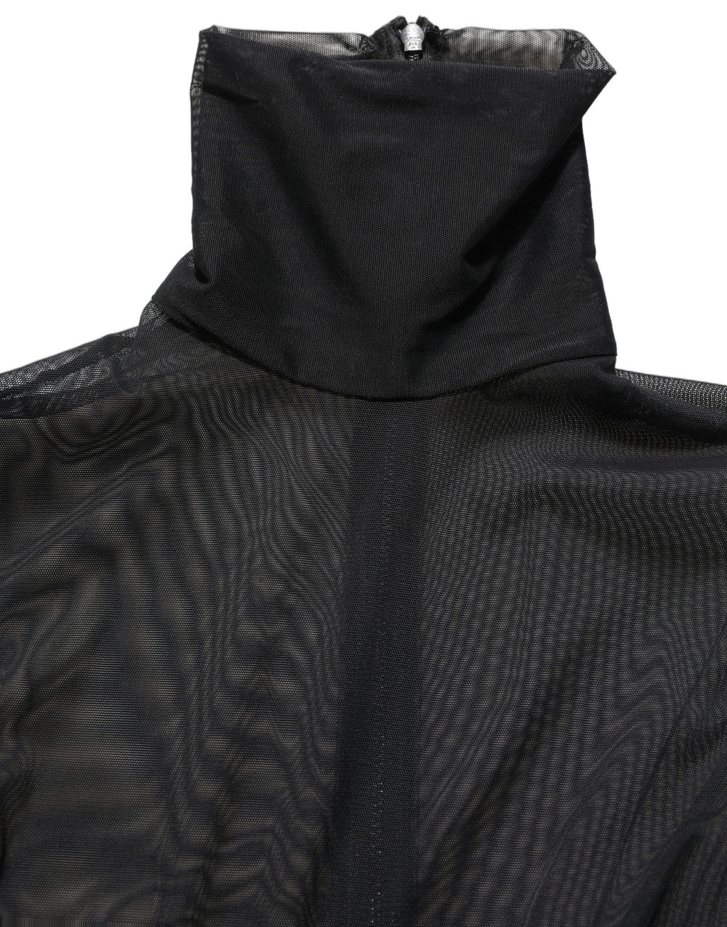 Black Sheer Mesh Jumpsuit Turtleneck Dress