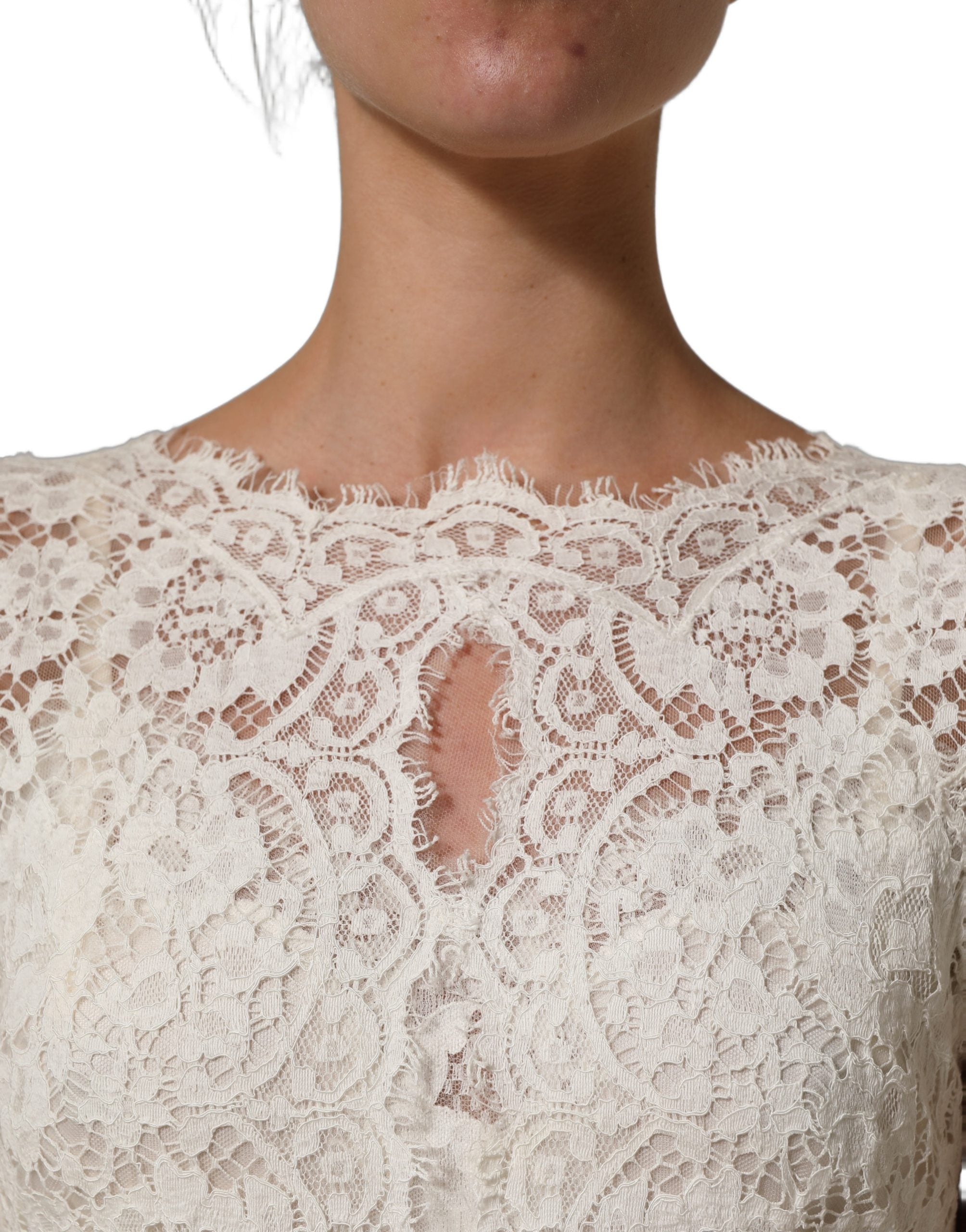 White Lace Viscose Sheath Long Gown Dress